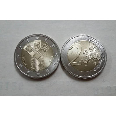 Монета 2 евро 2018 г. Латвия. "100-летие независимости прибалтийских государств".